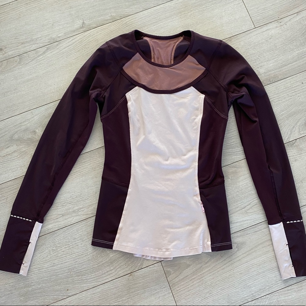 Size 4 Lululemon Maroon & Pink Long Sleeve Top